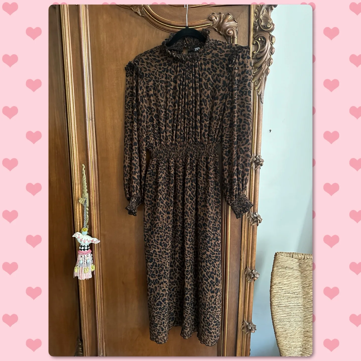 ZARA leopard print midi dress women’s size small