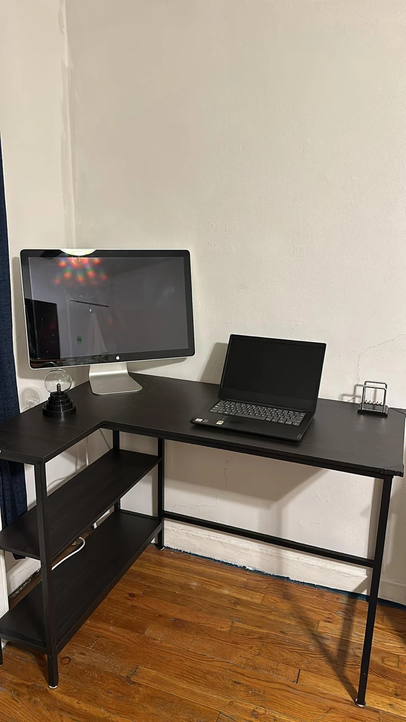 Black L-Shaped Corner Desk - photo 2