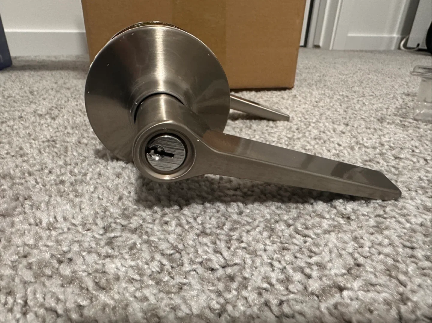 Defiant Entry Door Lever Handle Set - Satin Nickel Finish