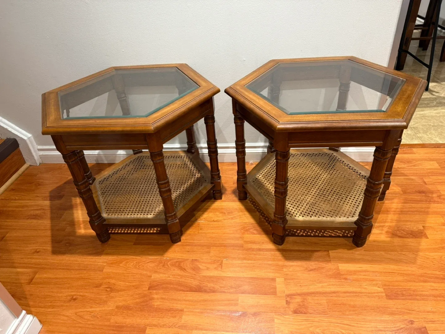 Set of 2 Hexagonal Glass Top Side Tables image indicator(2)