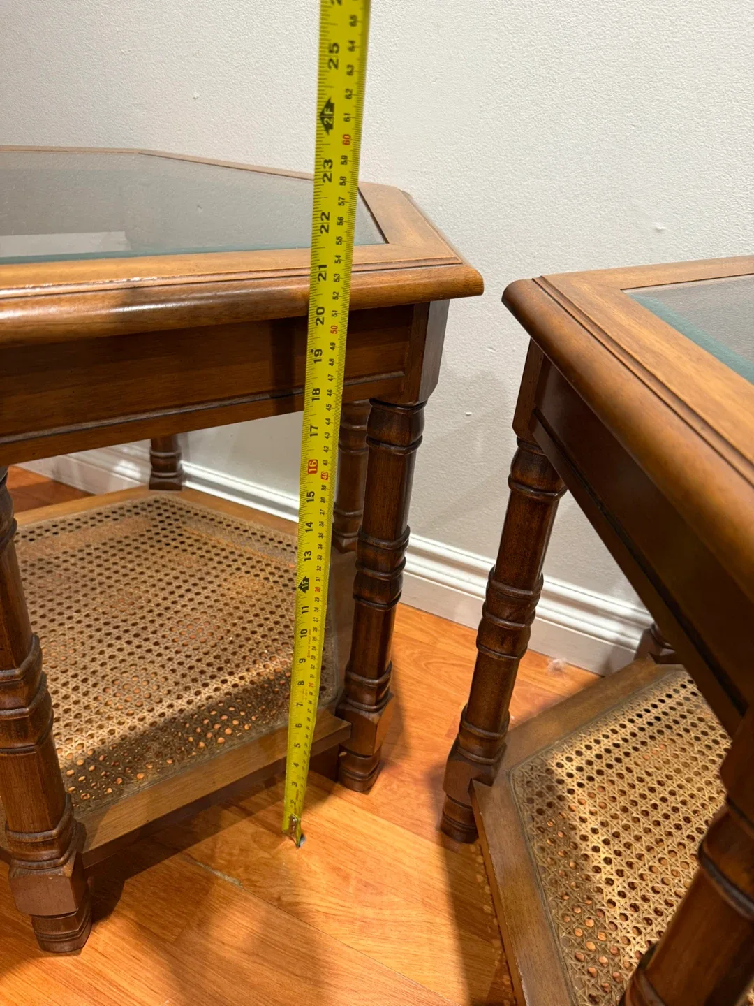 Set of 2 Hexagonal Glass Top Side Tables image indicator(3)