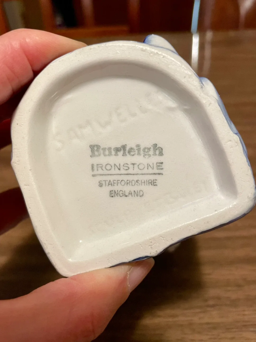 Rare Staffordshire Burleigh Blue & White Toby Jug of Sam Weller image indicator(6)