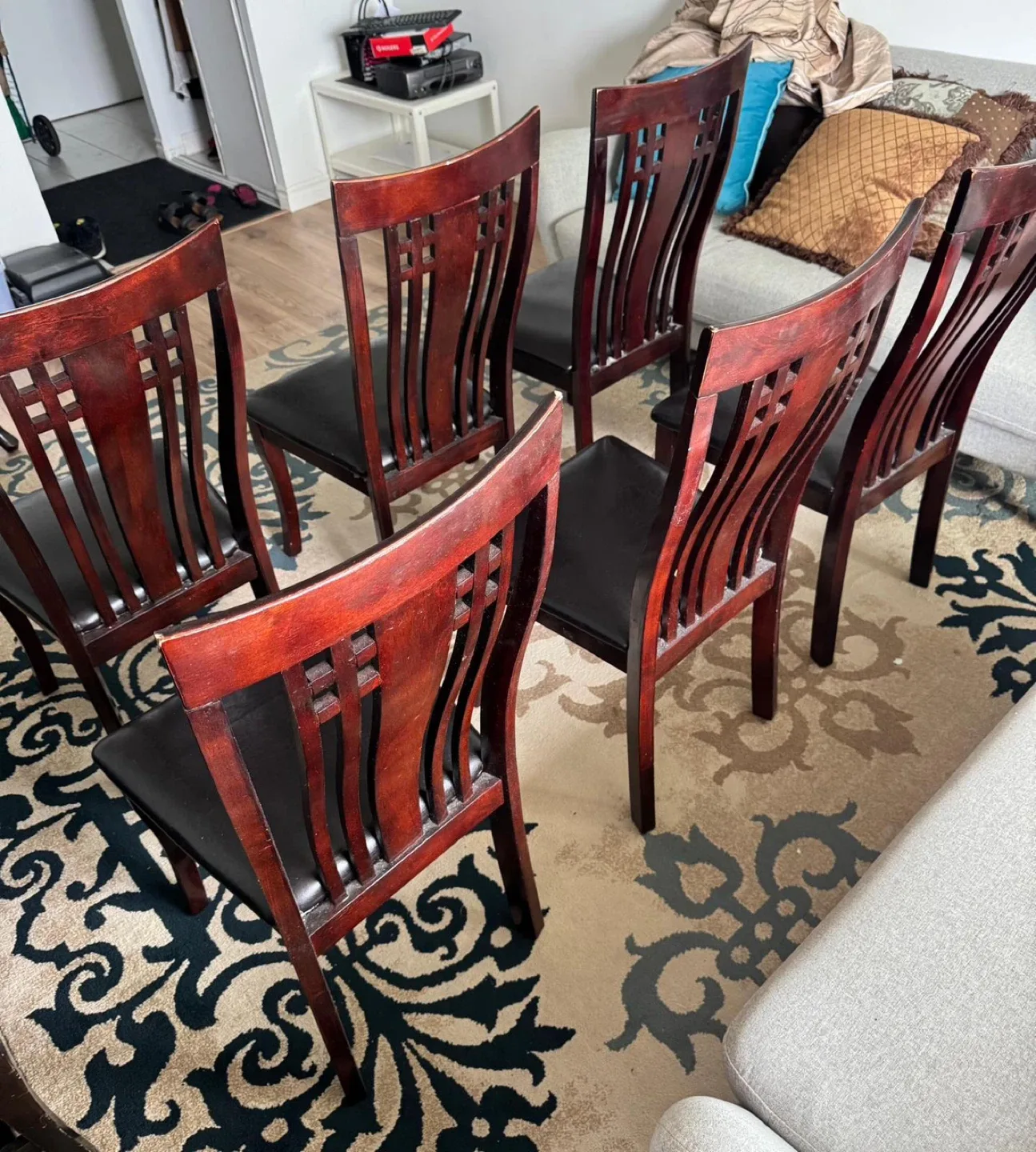 Set of 6 Dining Chairs - Wood & Black image indicator(3)