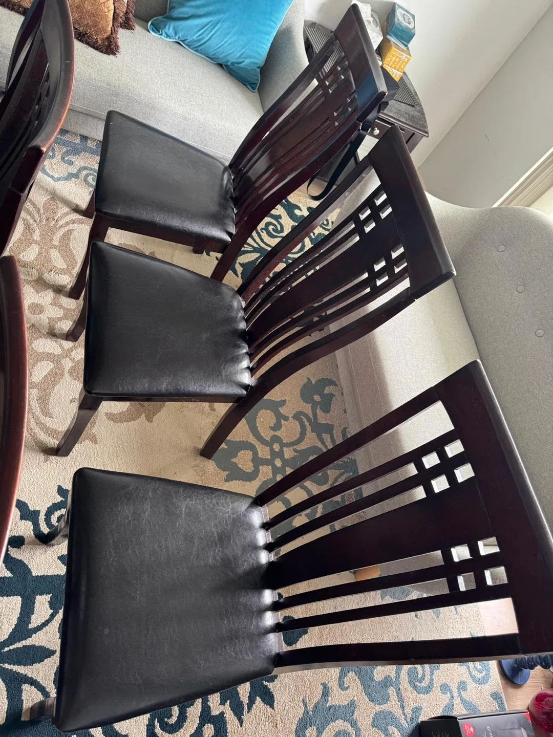 Set of 6 Dining Chairs - Wood & Black image indicator(5)