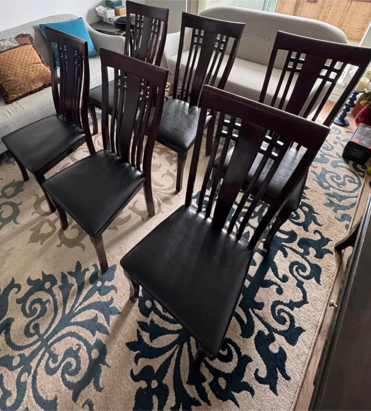 Set of 6 Dining Chairs - Wood & Black image indicator(2)