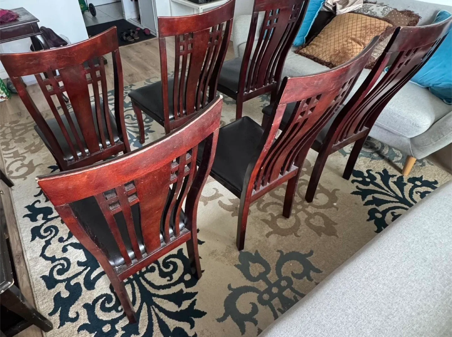 Set of 6 Dining Chairs - Wood & Black image indicator(4)