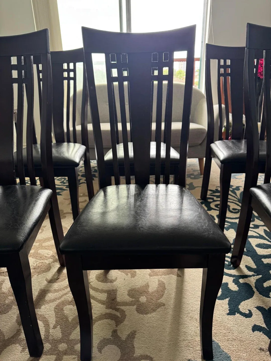 Set of 6 Dining Chairs - Wood & Black image indicator(6)