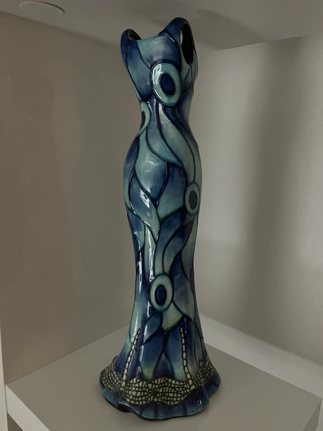 Stunning Blue Dress-Shaped Ceramic Vase