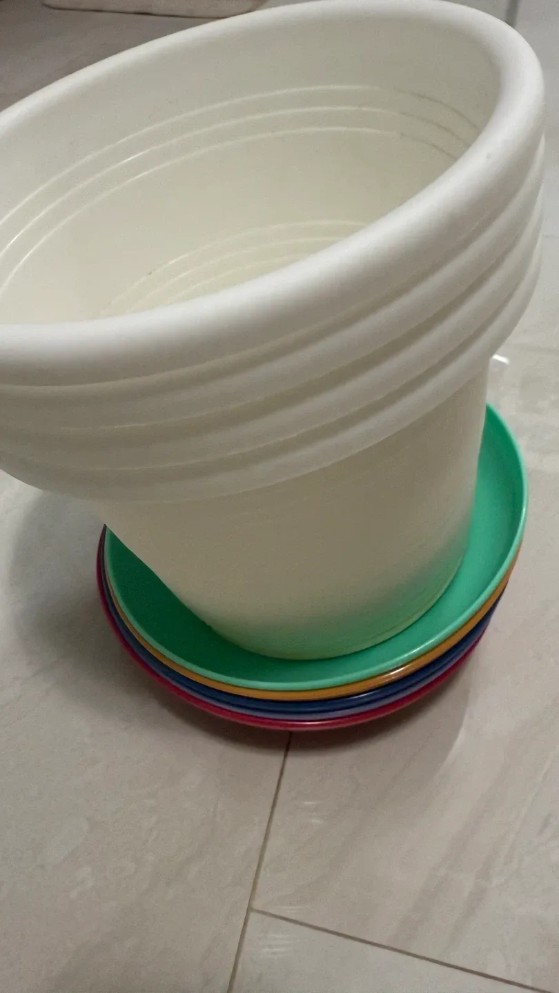 Plastic White Plant Pots and Plates