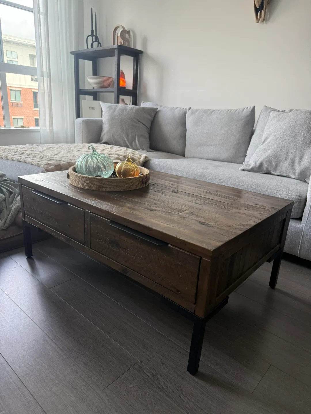 Wooden Coffee Table with Drawers