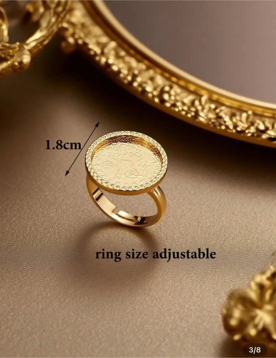 Gold Adjustable Ring - 1.8cm image indicator(2)