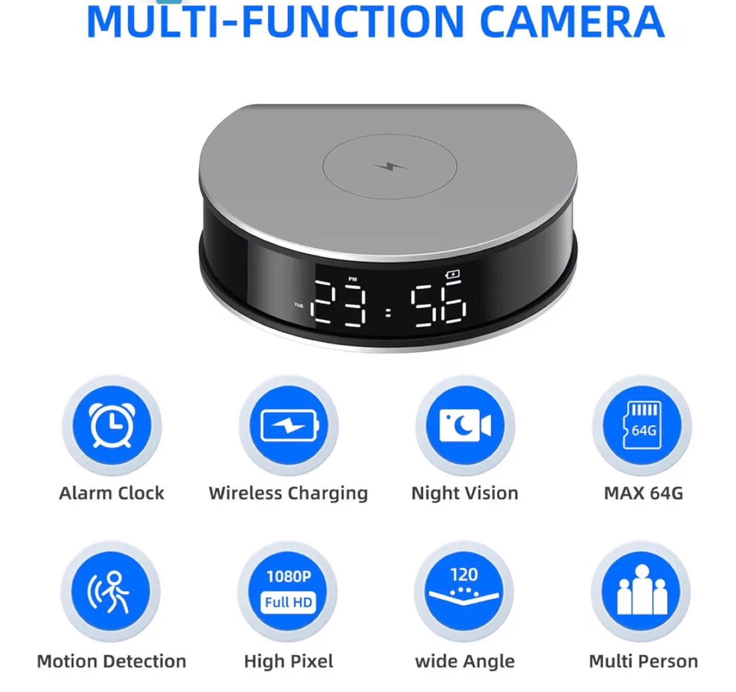 Multi-Function Camera Alarm Clock Wireless Charger - photo 2
