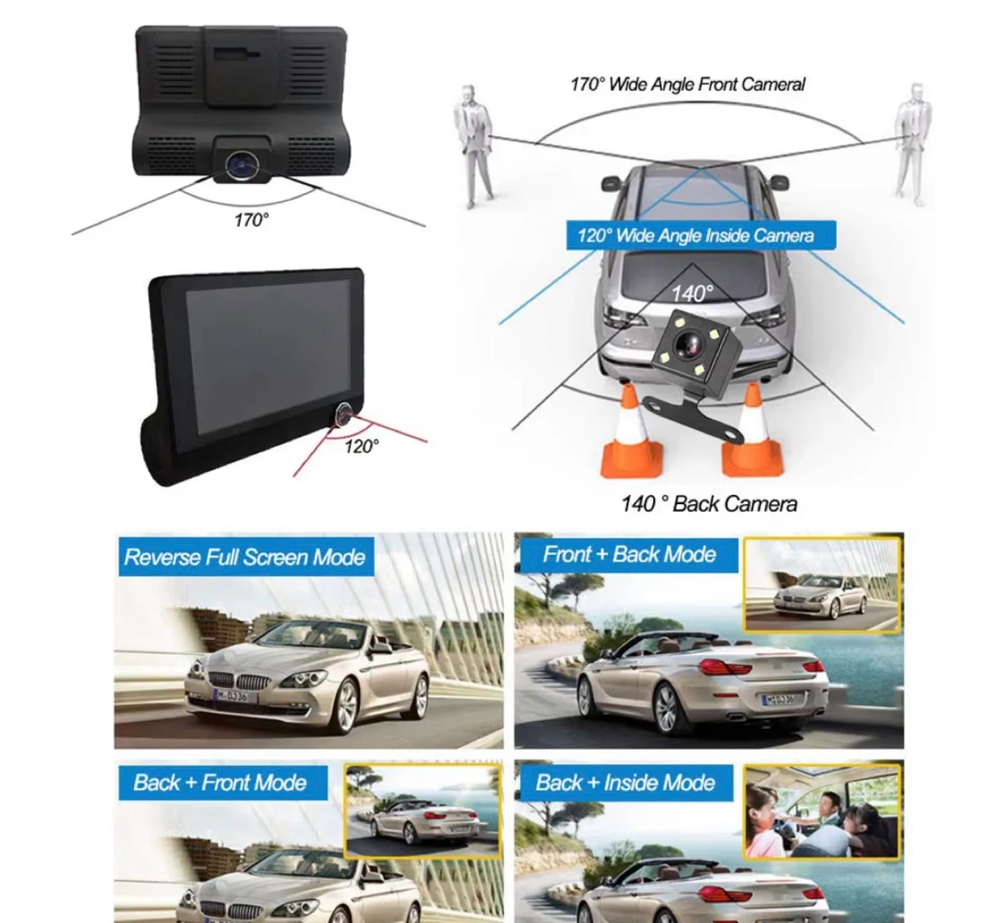 Car Dashcam  with 3 Camera lens image indicator(5)