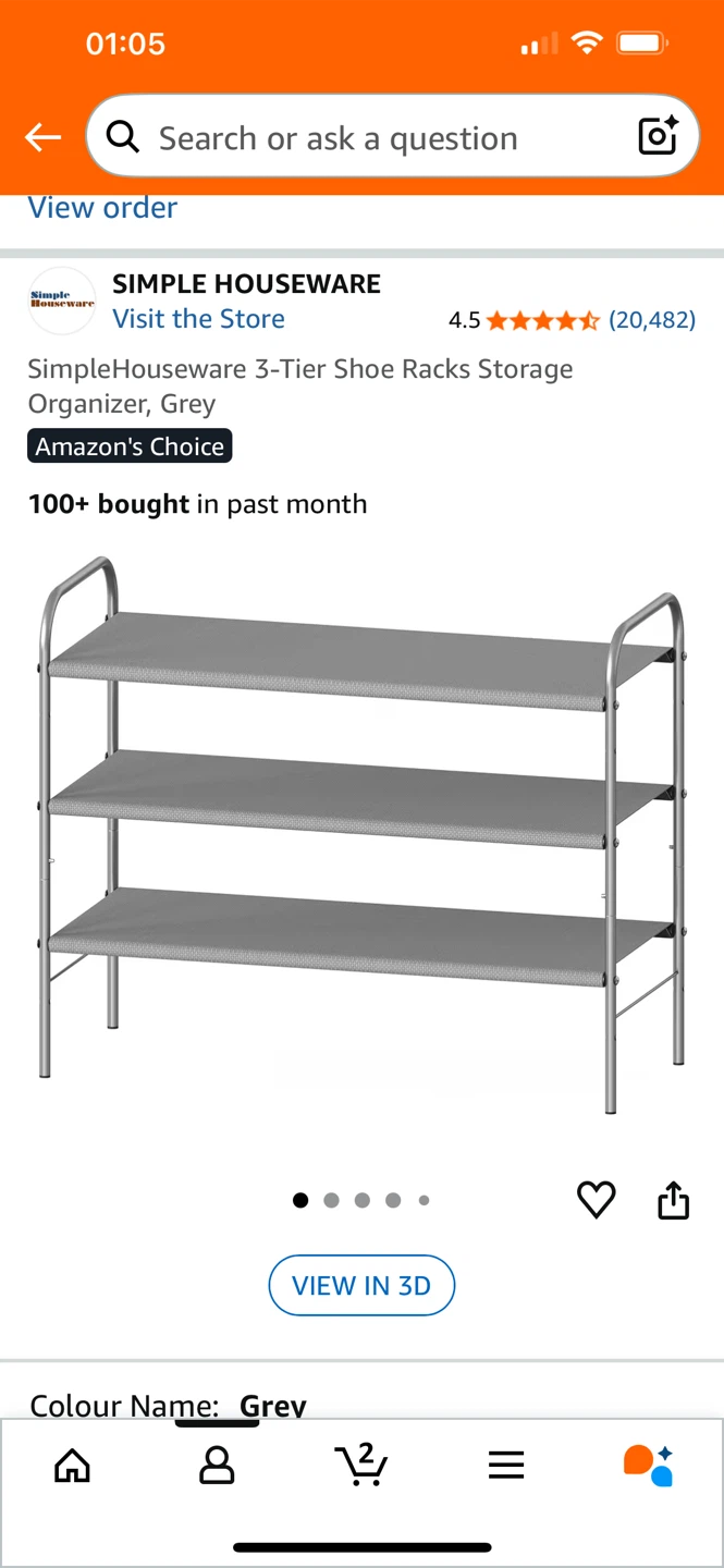3-Tier Shoe Rack - Grey - photo 3