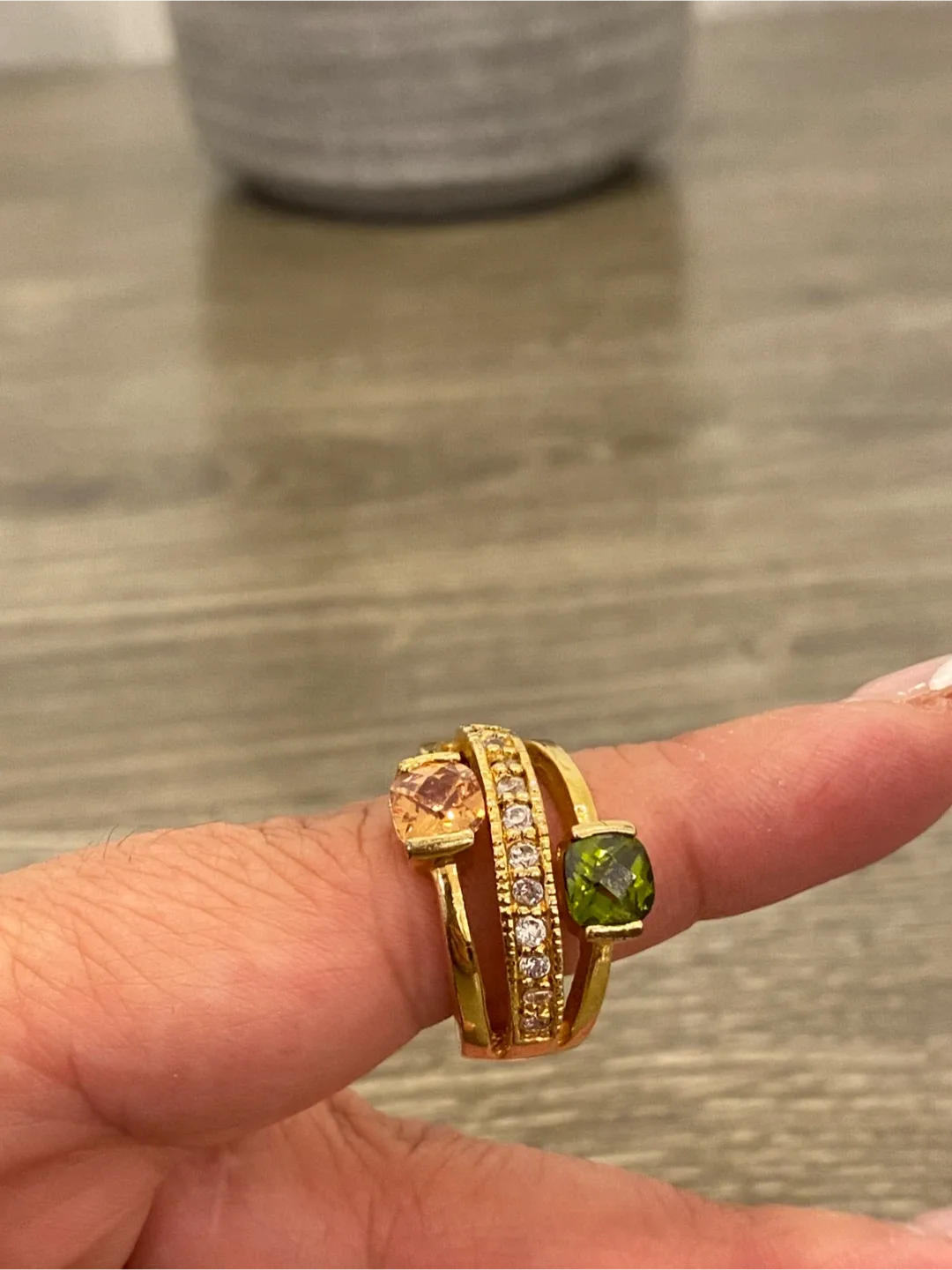 Gold Coloured Ring with Gemstones image indicator(2)