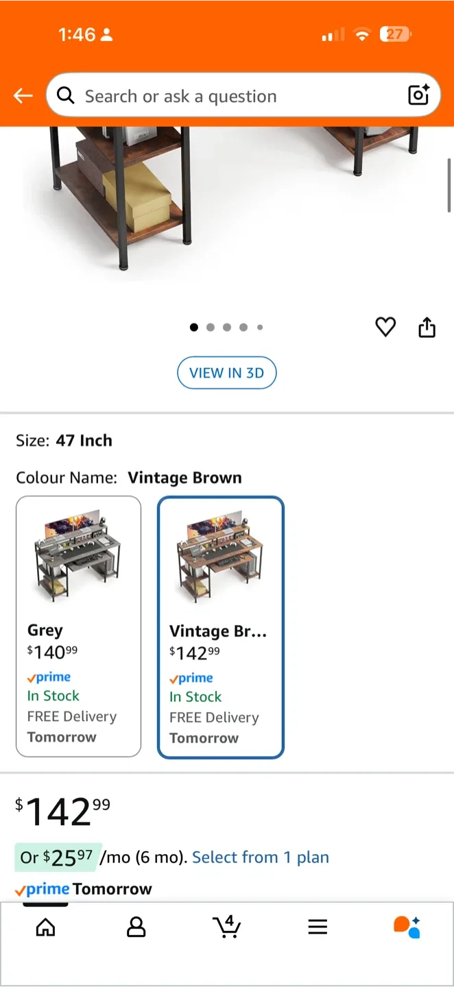 MUTUN 47" Computer Desk - Vintage Brown image indicator(4)