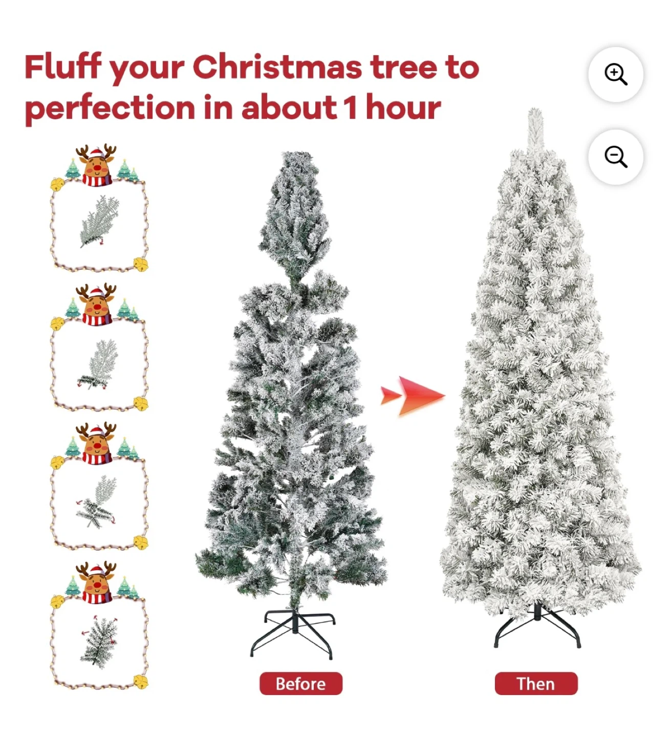 JUSTLET 6ft Pre-Lit Snow Flocked Pencil Christmas Tree - photo 5