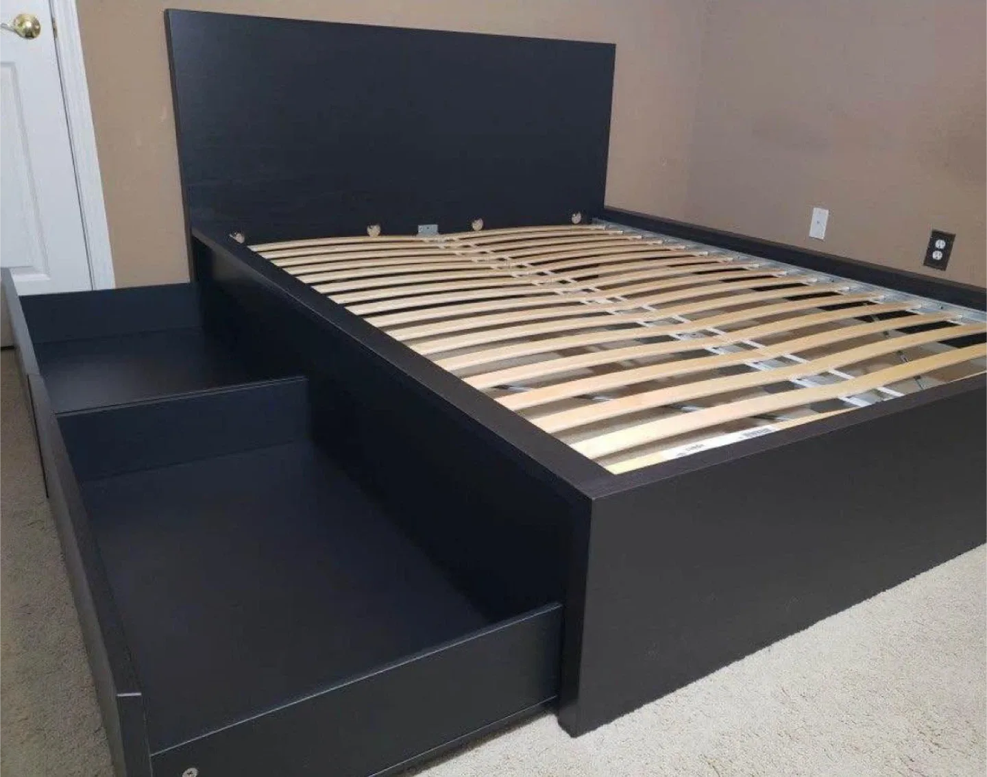 Queen bed frame with two drawers