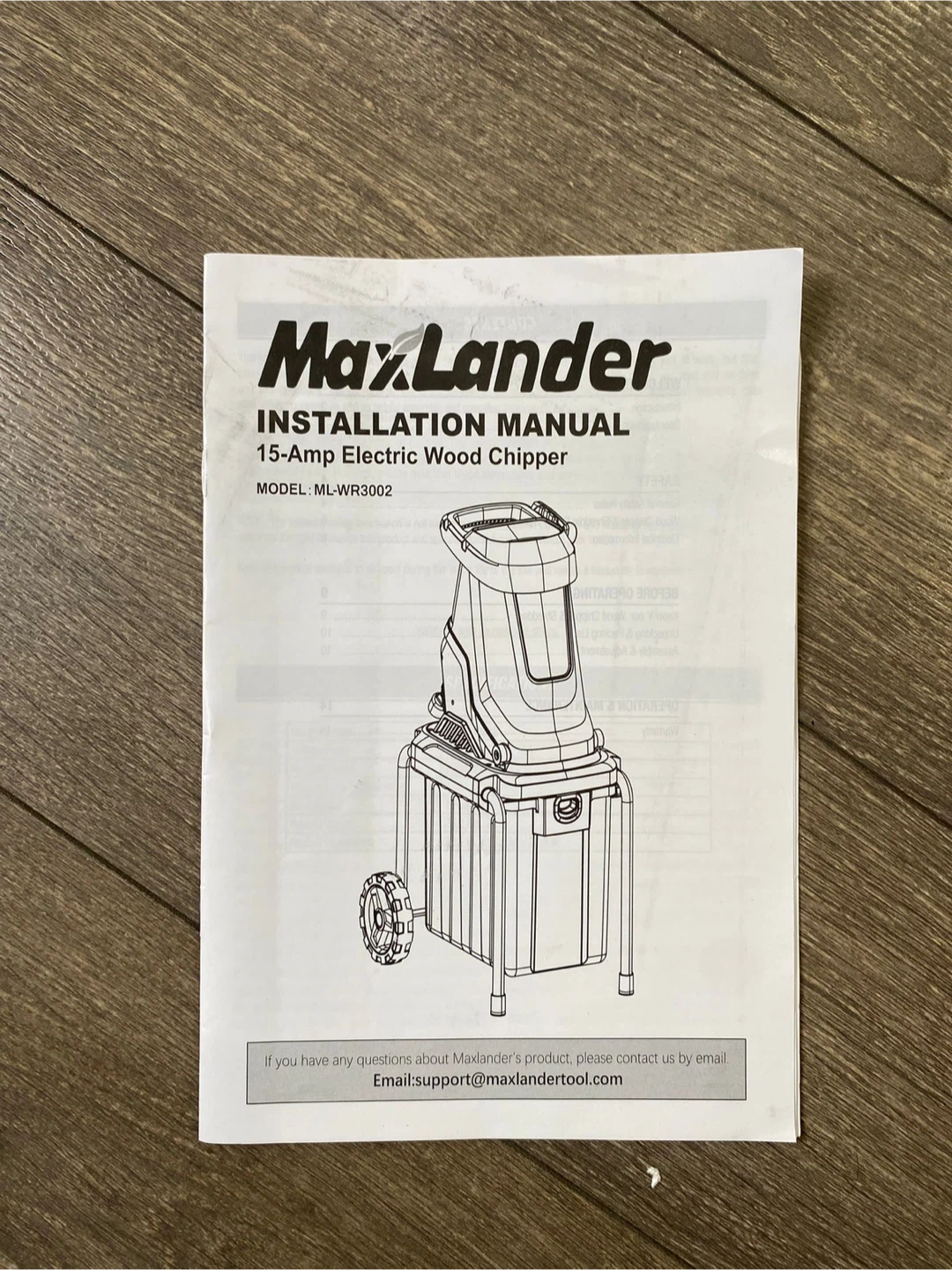 MaxLander 15-Amp Electric Wood Chipper, ML-WR3002 - photo 4