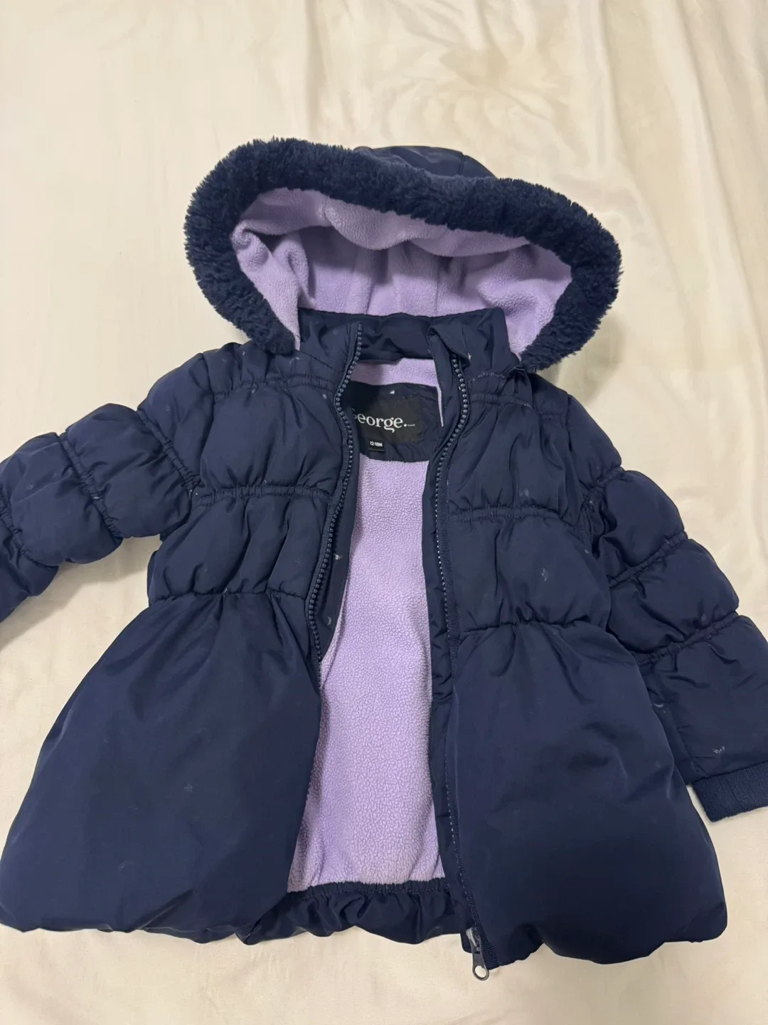 George Navy Blue Puffer Jacket - Size 12-18 months