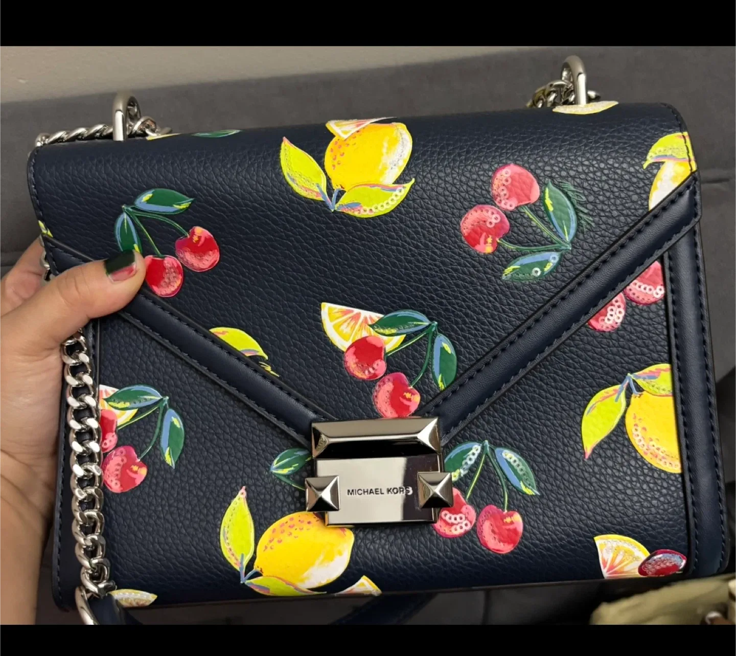 Michael Kors Navy Fruit Print Crossbody Bag image indicator(2)