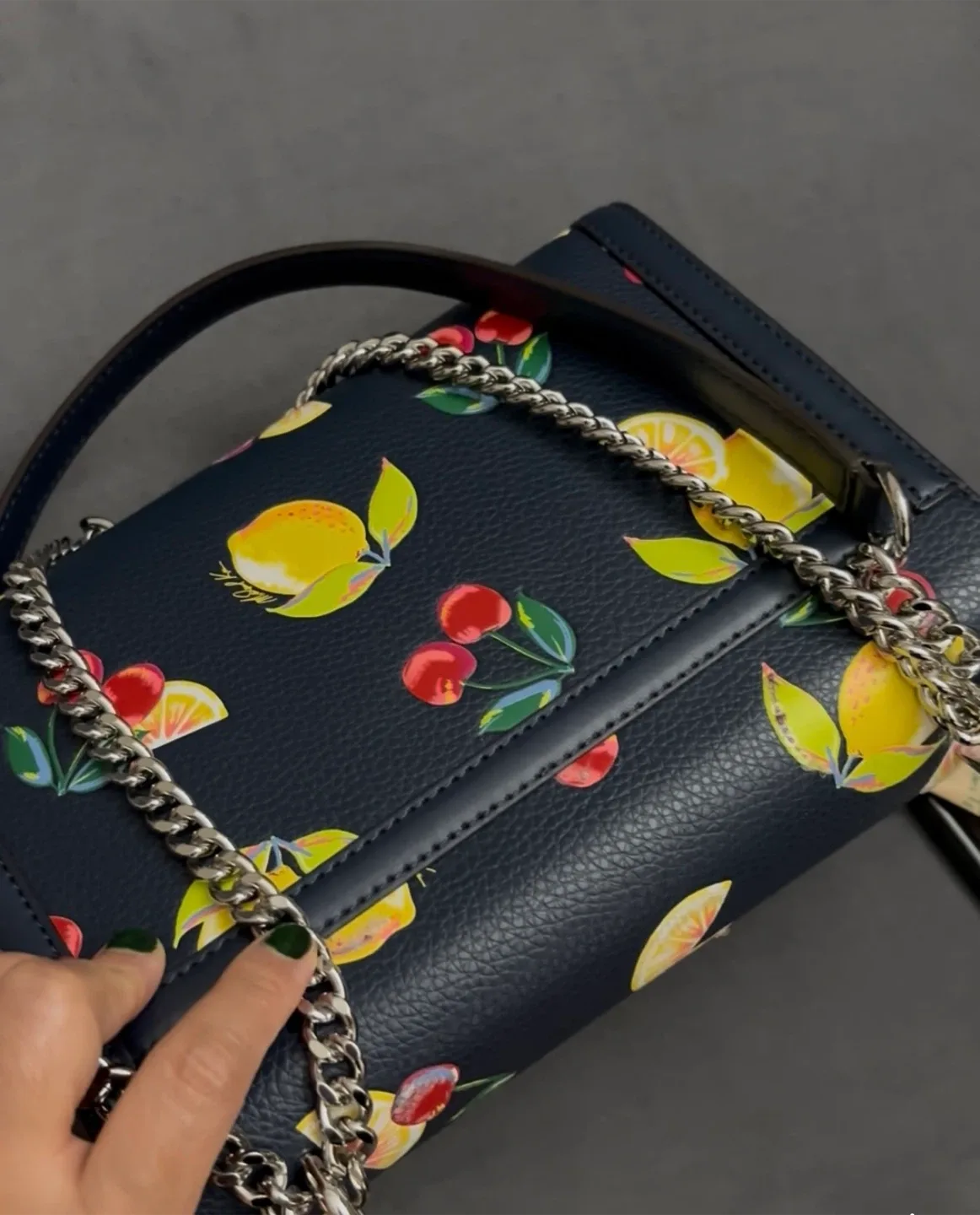 Michael Kors Navy Fruit Print Crossbody Bag image indicator(7)