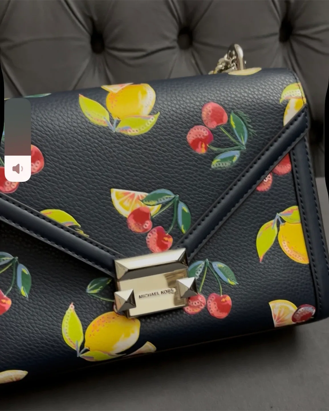 Michael Kors Navy Fruit Print Crossbody Bag image indicator(8)