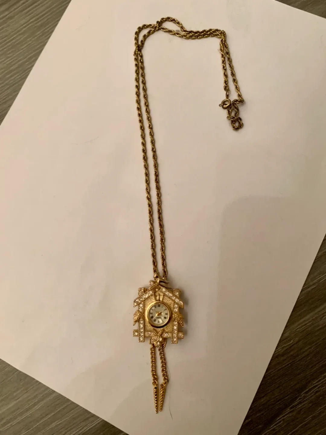 Vintage Cuckoo Clock Pendant Necklace