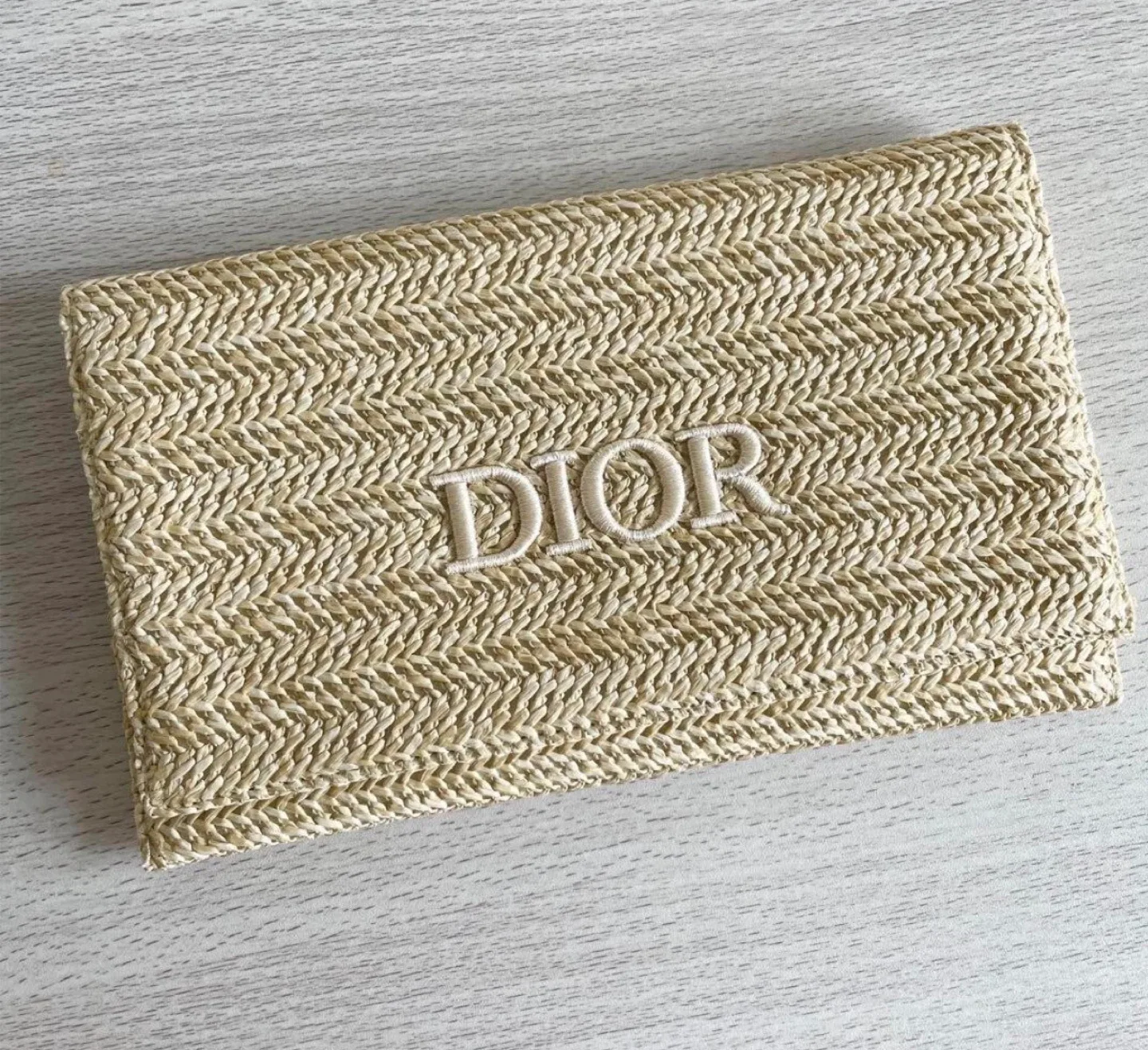 Christian Dior Rattan Clutch Pouch Bag Beige image indicator(2)