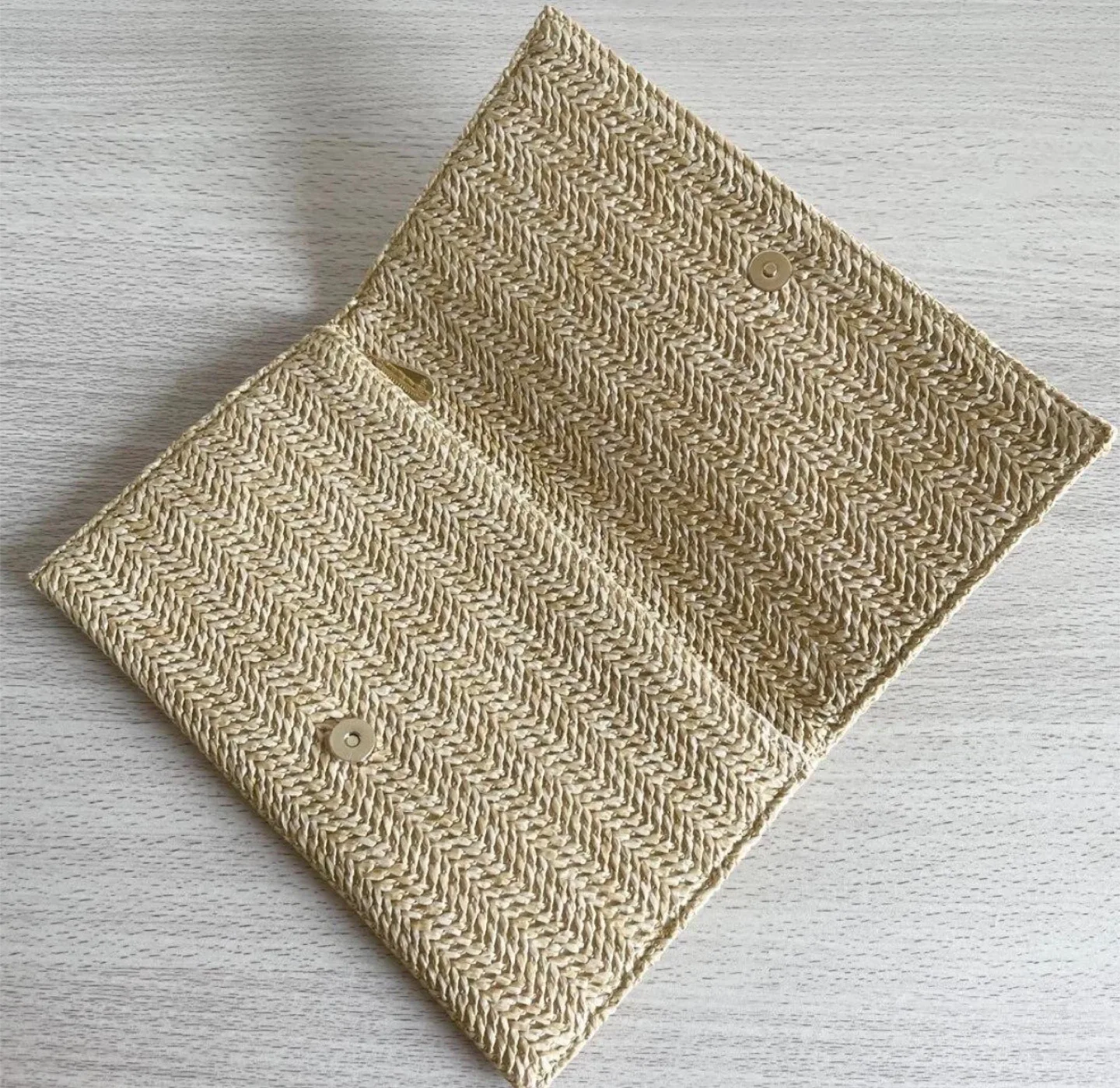 Christian Dior Rattan Clutch Pouch Bag Beige image indicator(4)