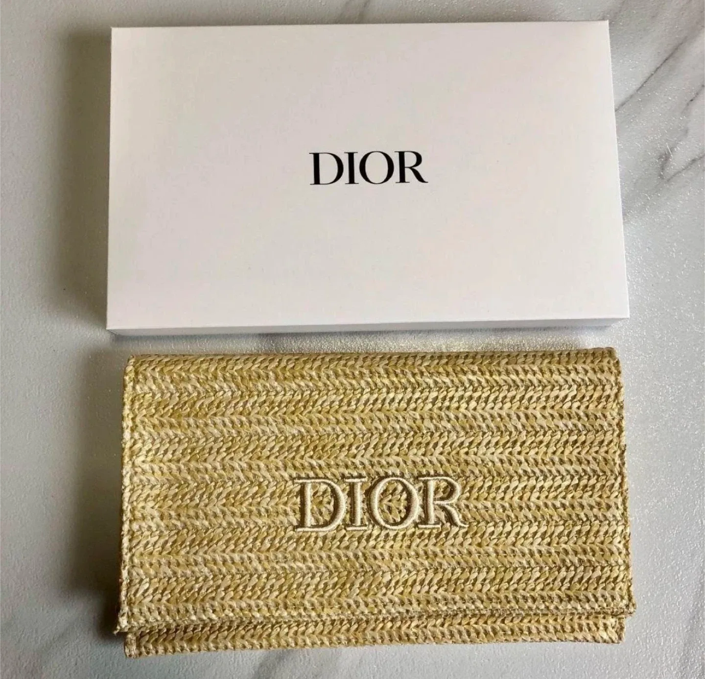 Christian Dior Rattan Clutch Pouch Bag Beige image indicator(8)