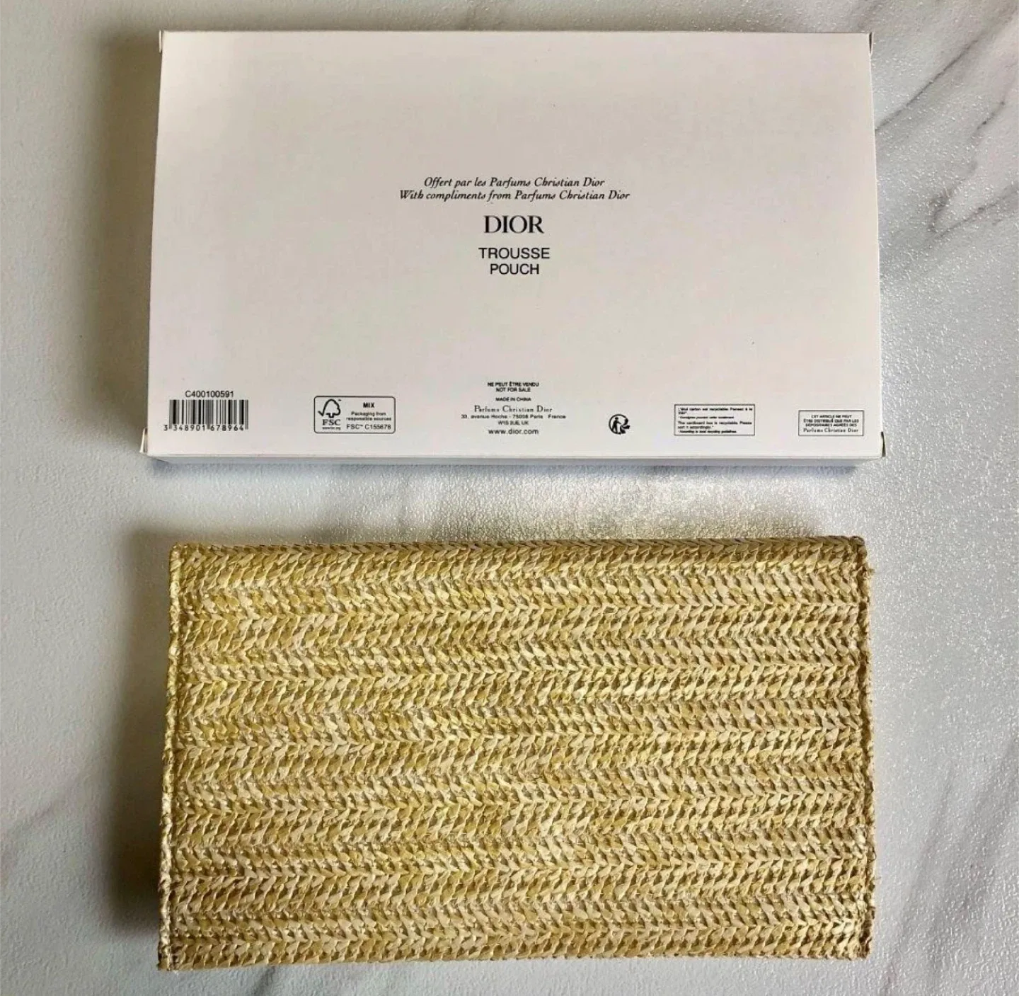 Christian Dior Rattan Clutch Pouch Bag Beige image indicator(9)