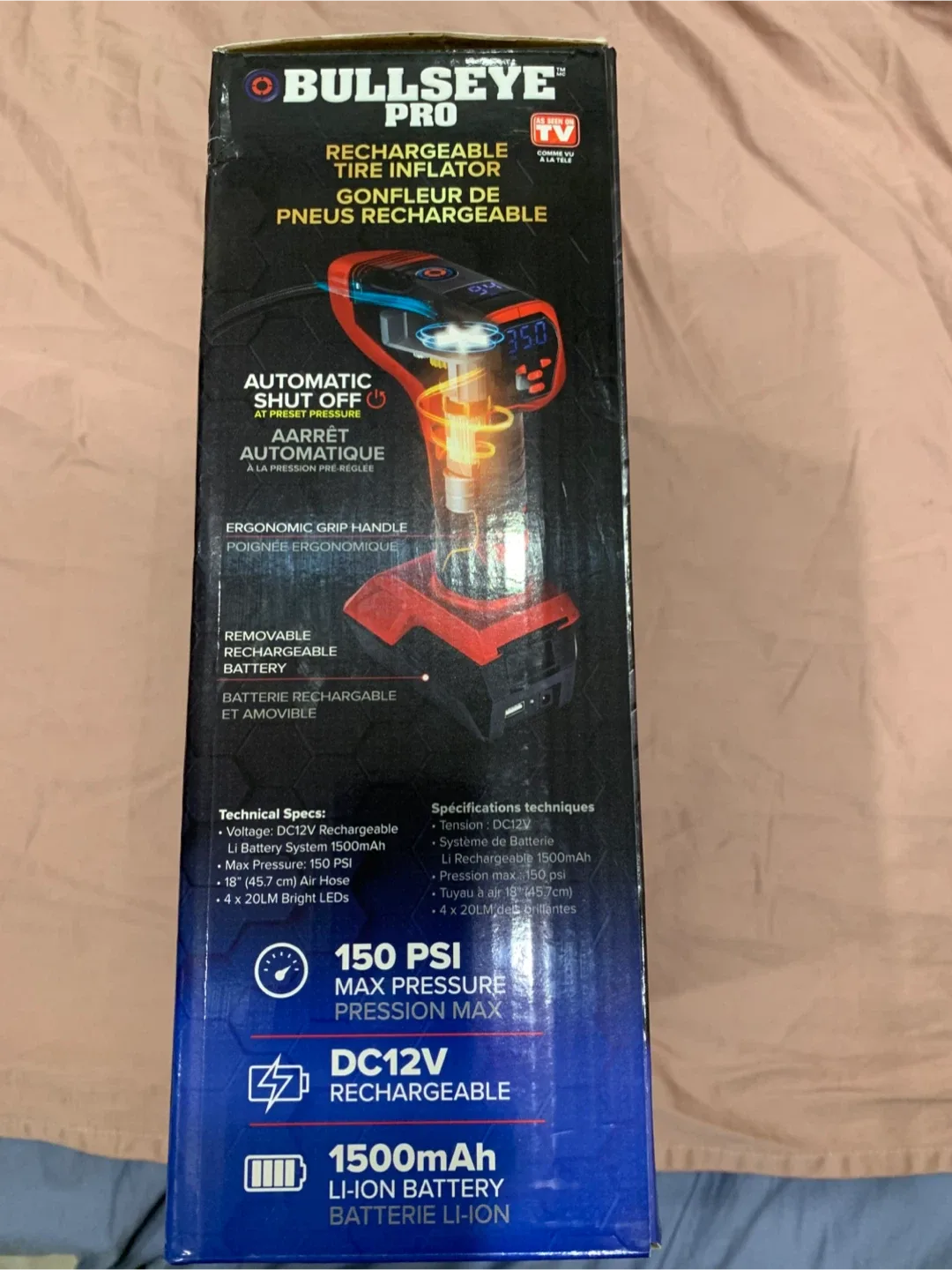 BRAND NEW Bullseye Pro Rechargeable Tire Inflator - New in Box! image indicator(2)