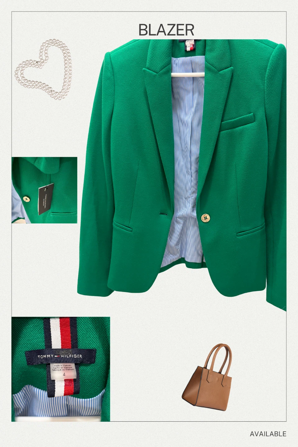 Tommy Hilfiger Green Blazer - Size 4 - photo 5