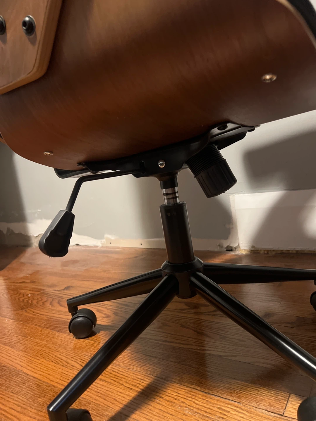 Office Chair - Black Leather & Wood - photo 4