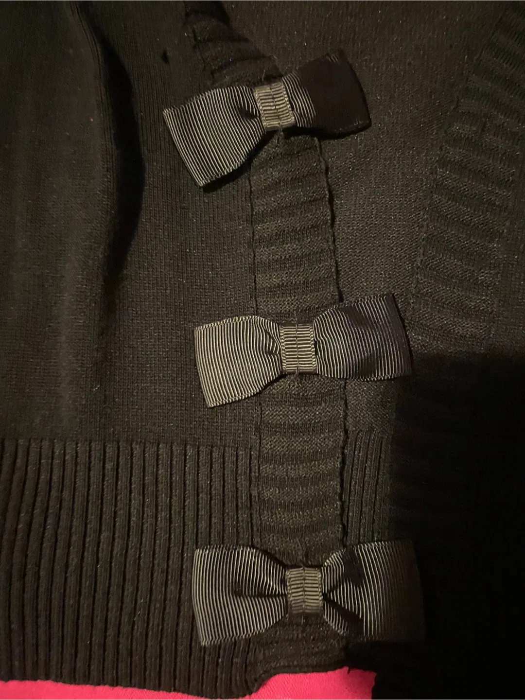 Black Cropped Cardigan with Bows image indicator(2)