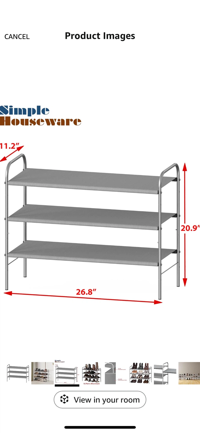 3-Tier Shoe Rack - Grey - photo 4