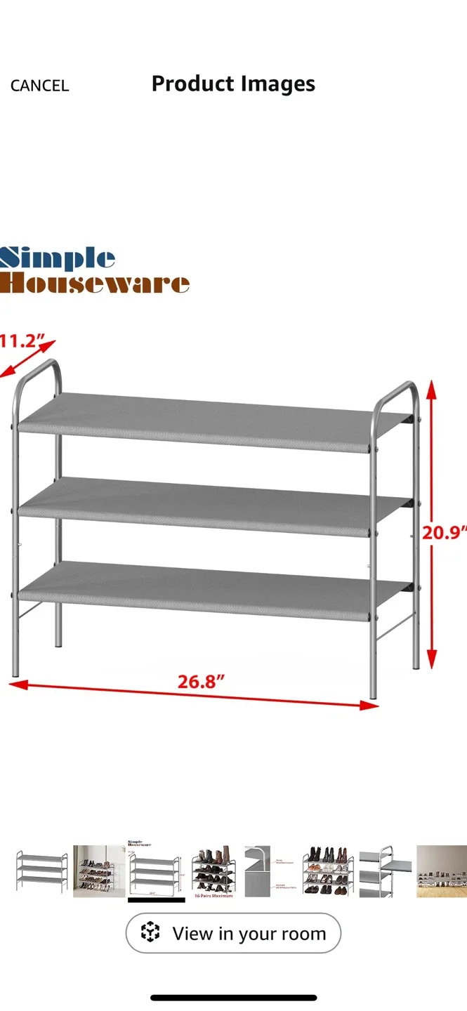 3-Tier Shoe Rack - Grey image indicator(4)