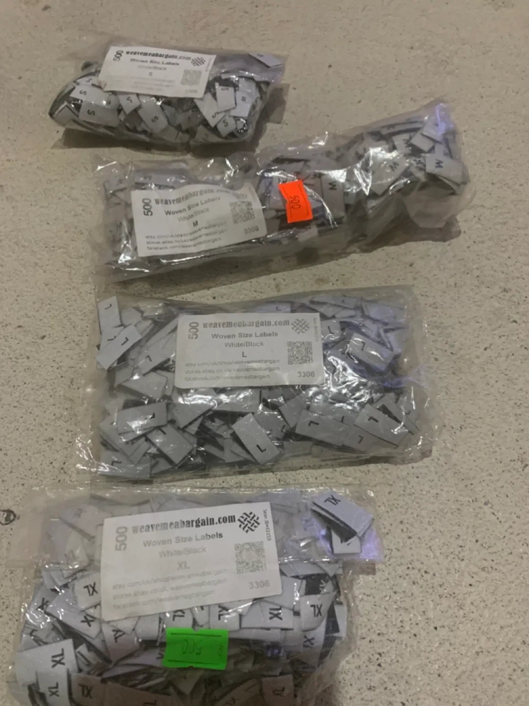 Weavemeabargain Woven Size Labels - S, M, L, XL