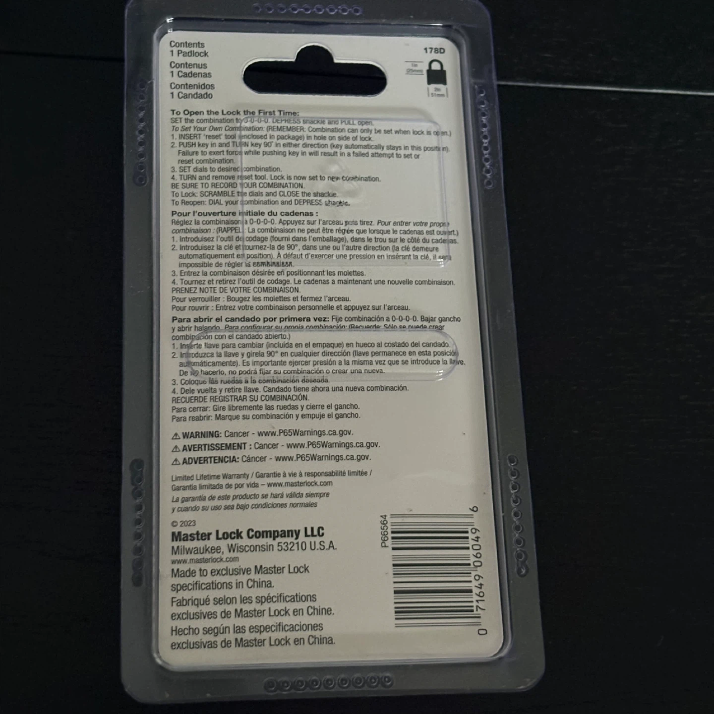 Master Lock 178D Set-Your-Own Combination Padlock - New(Sealed) - photo 2