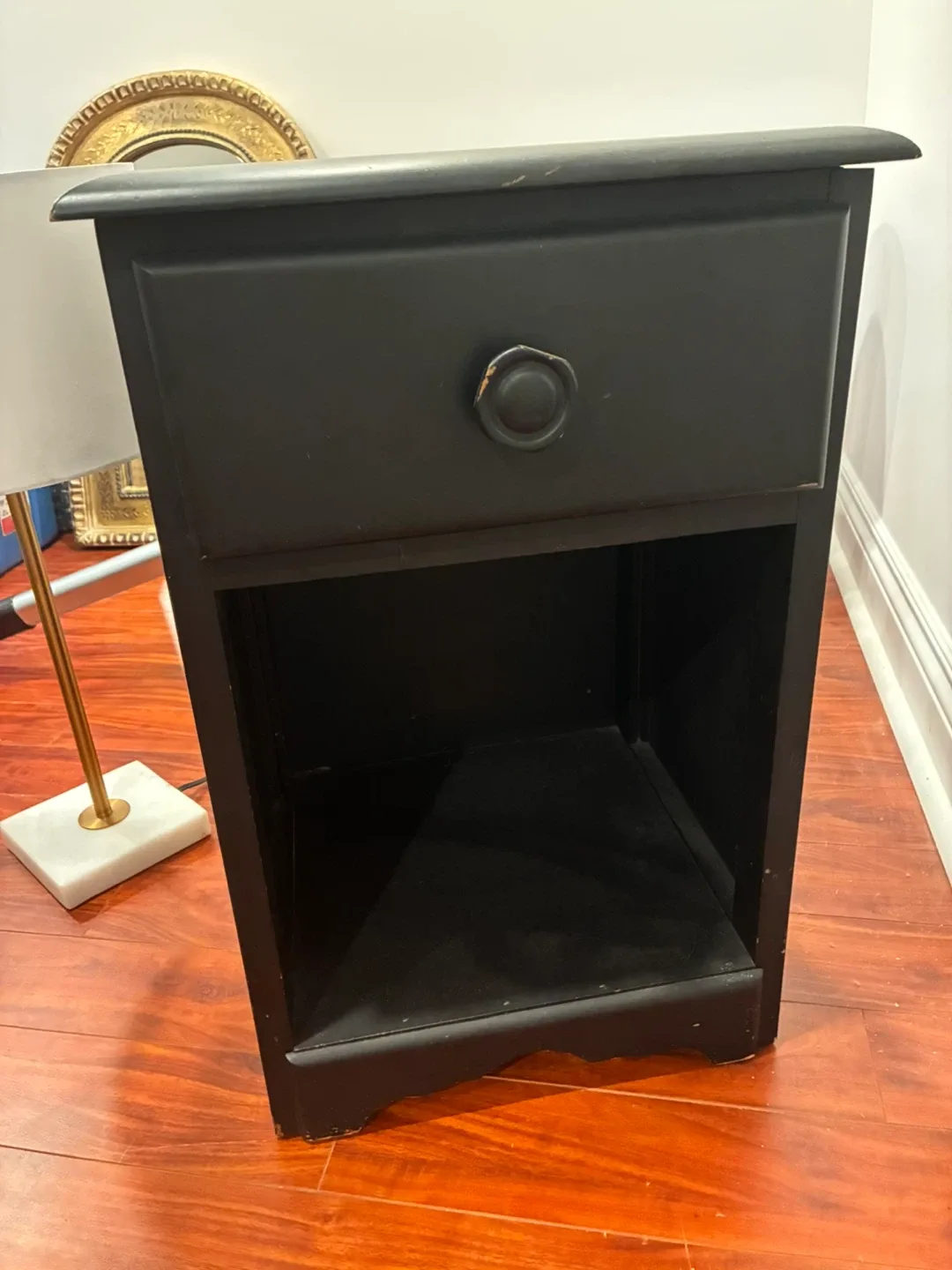 Black Nightstand with Drawer