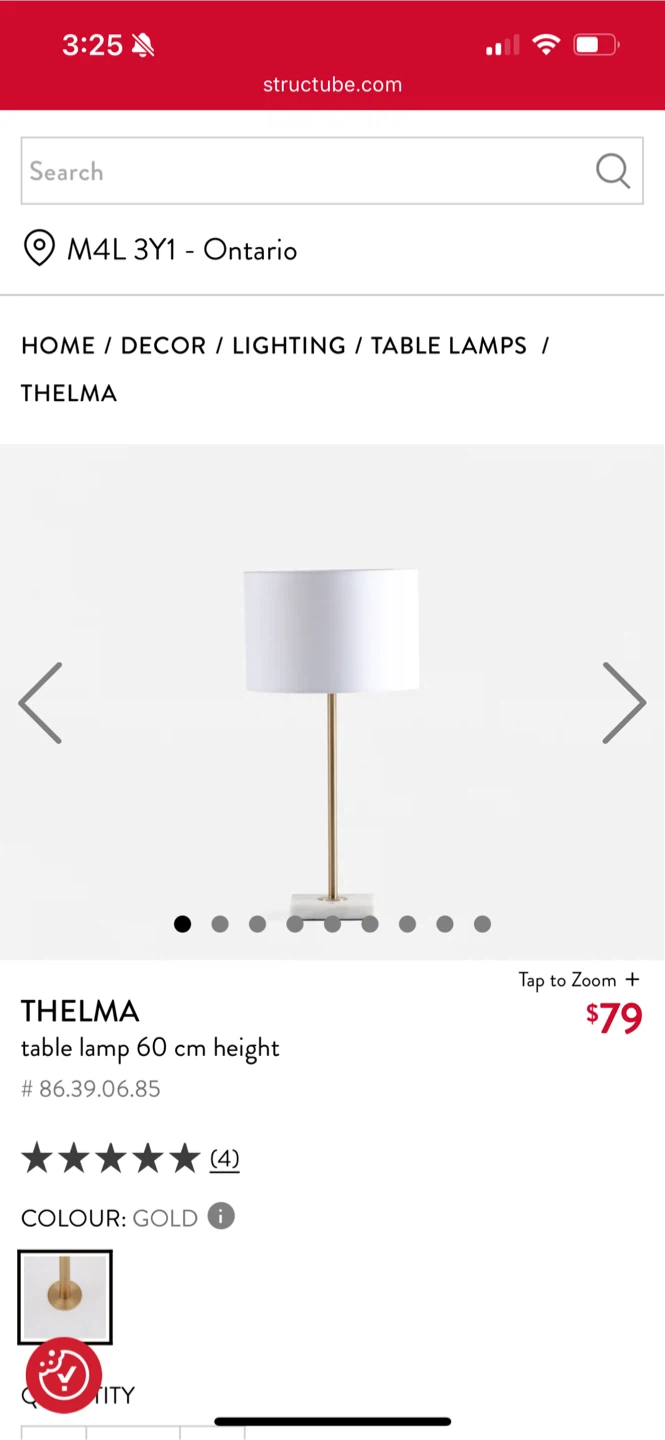 THELMA Table Lamp - Gold, 60cm height - photo 2