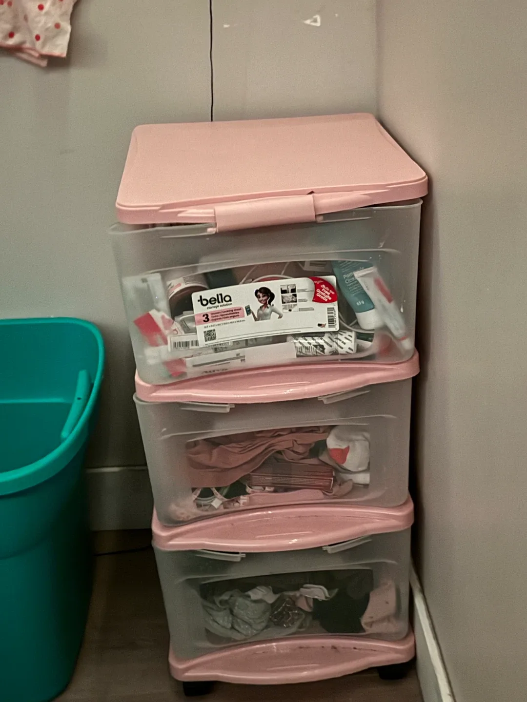 Bella 3-Tier Pink Storage Drawer