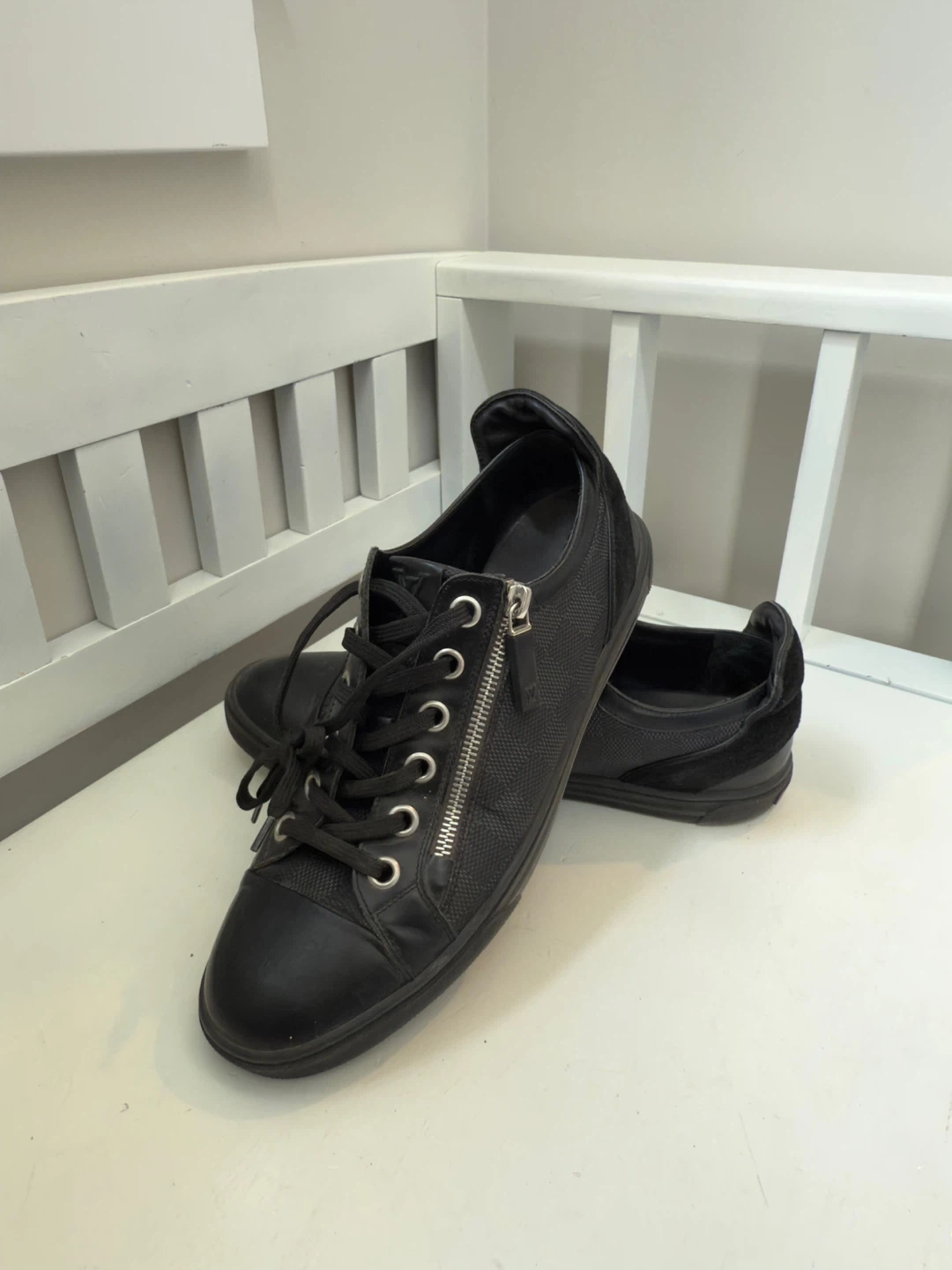Louis Vuitton Black Leather Sneakers, Size Unknown - photo 4