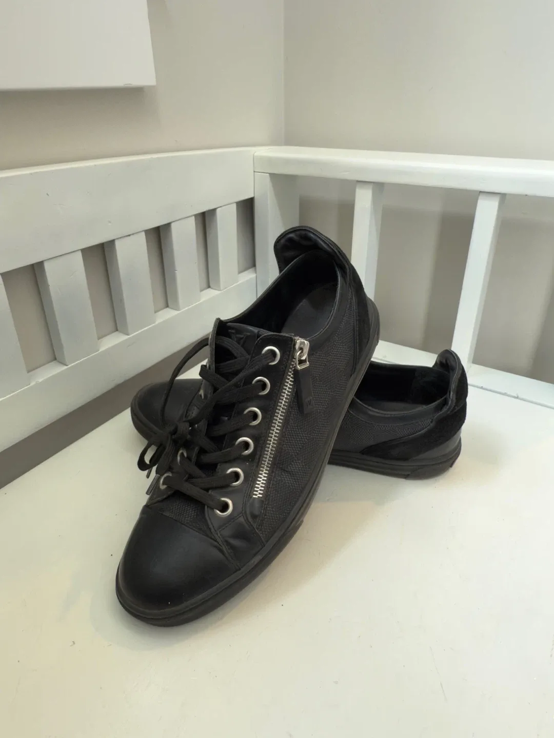 Louis Vuitton Black Leather Sneakers, Size Unknown image indicator(4)