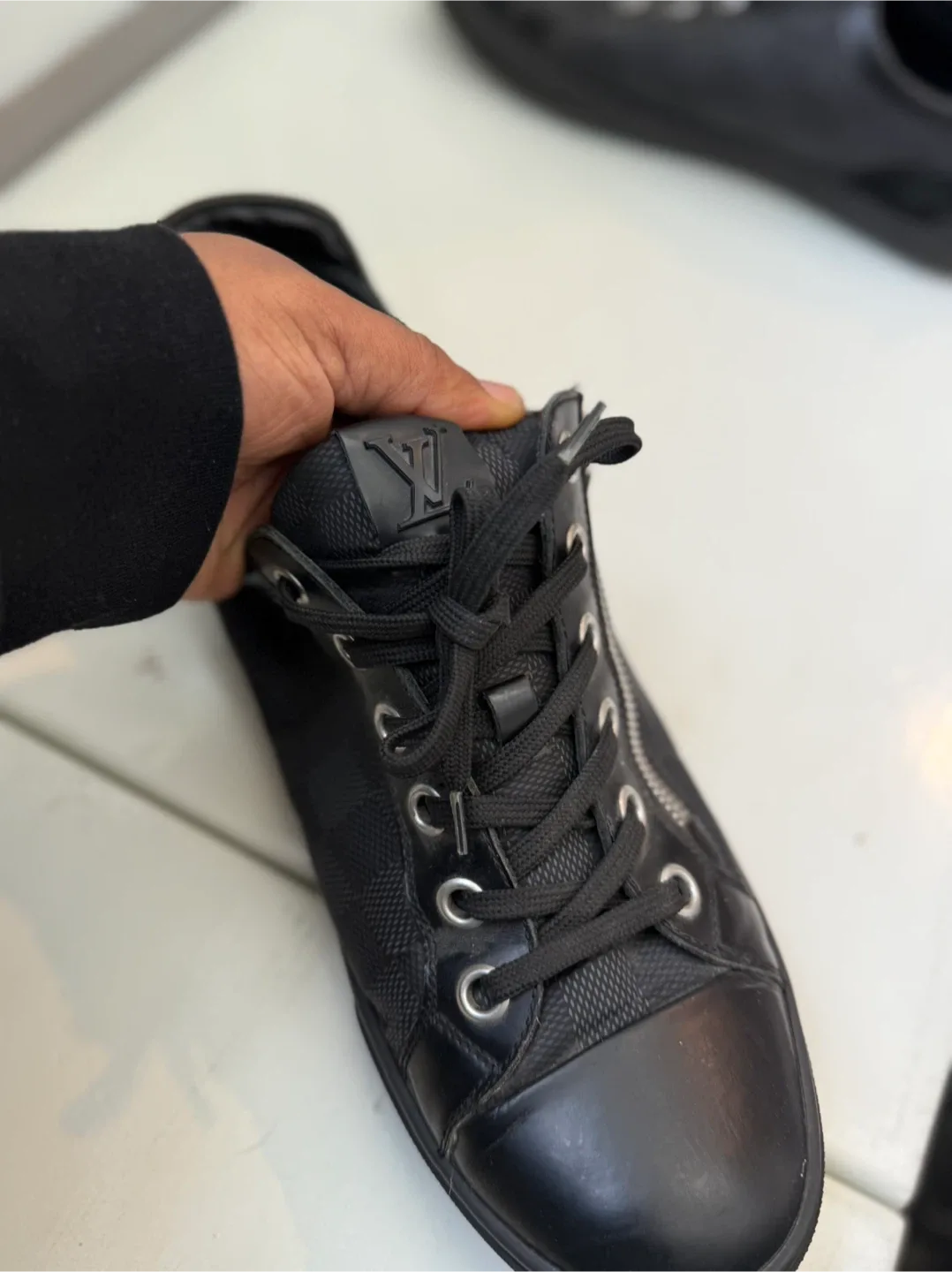 Louis Vuitton Black Leather Sneakers, Size Unknown image indicator(2)