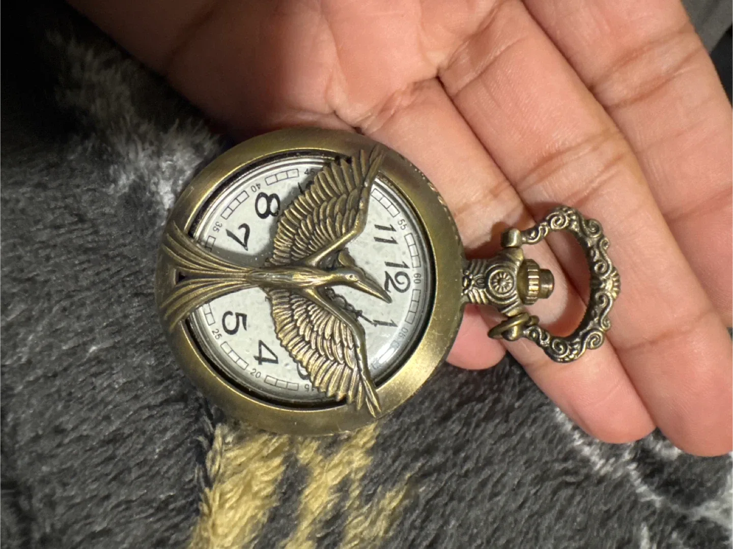 Vintage Style Pocket Watch with Bird Design