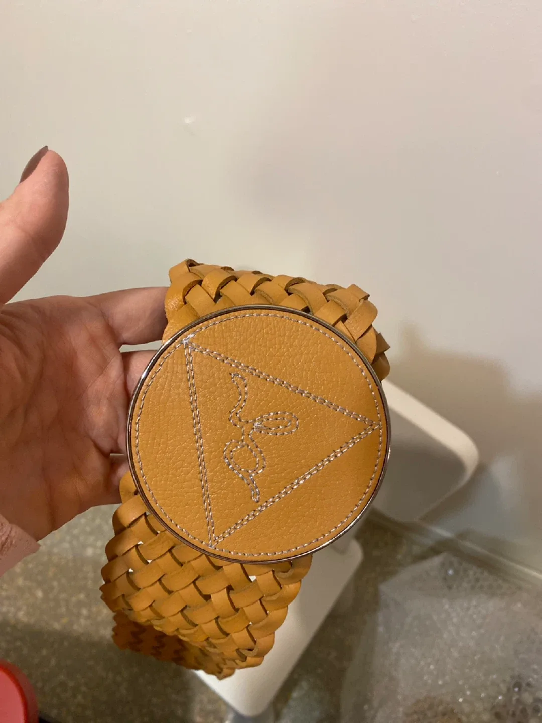 Tan Woven Belt with Buckle