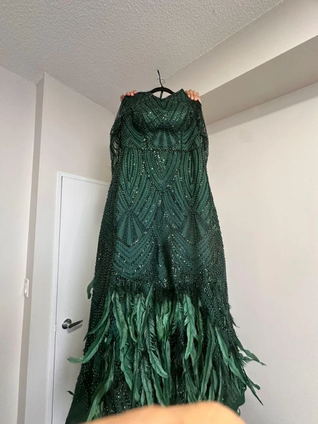 Green Feathered Evening Gown image indicator(4)