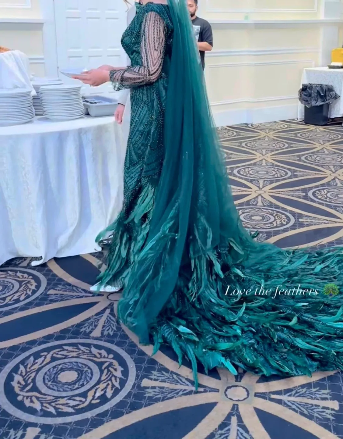 Green Feathered Evening Gown image indicator(6)